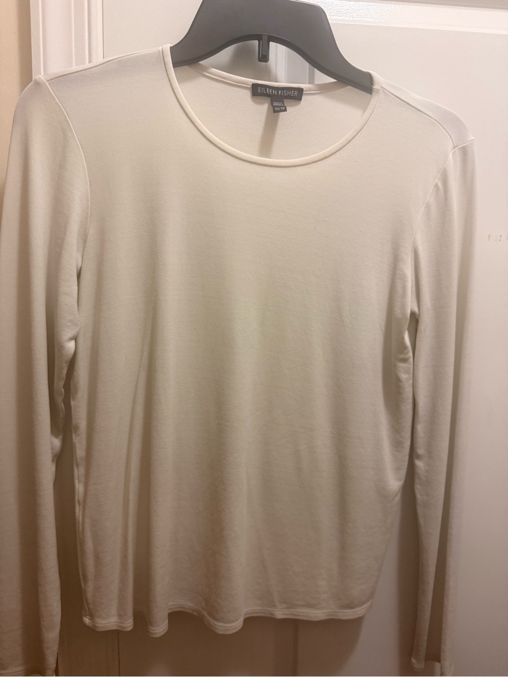 Eileen Fisher Long Sleeve Crewneck Top in Cream